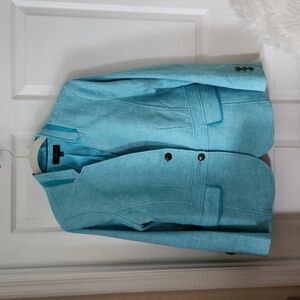 Talbots Turquoise Herringbone Classic Shetland Blazer sz 12 NWOT